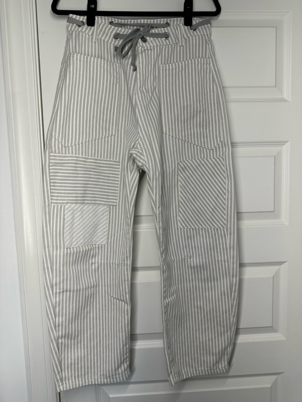 No Brand: Gray & White Stripe FP Moxie Barrel DUPE - Cute- See Measurements!